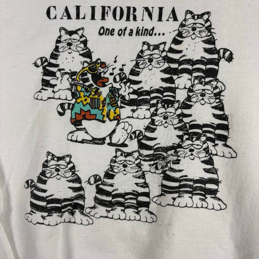 Vintage California Cat Sweatshirt Womens Small White‎ Graphic Crewneck 90s - Picture 2 of 7